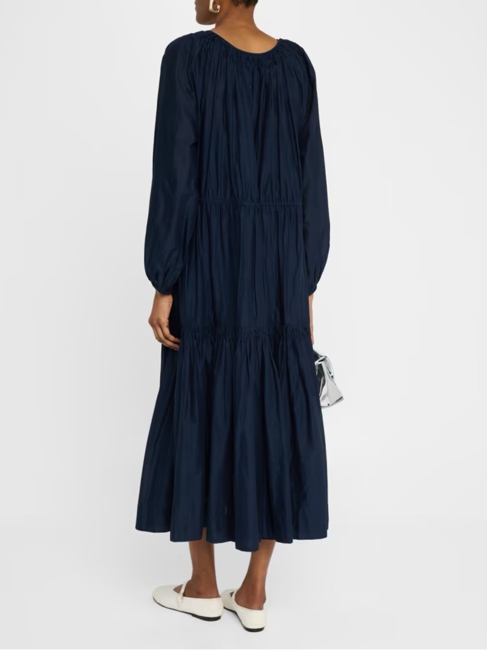 Merlette Navy Button-Front Tiered Maxi Dress - Picture 4 of 12